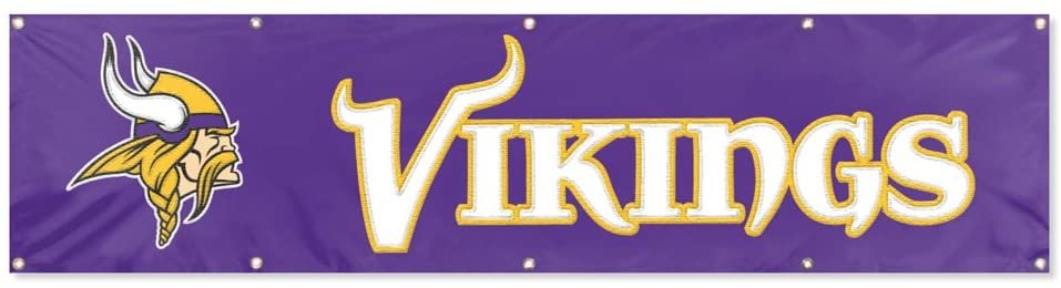 Minnesota Vikings Giant 8x2 Feet Banner Flag Embroidered Applique