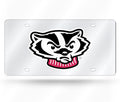 University of Wisconsin Badgers Premium Laser Cut Tag License Plate, Mirrored Acrylic Inlaid, 12x6 Inch