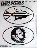 Florida State University Seminoles 2-Piece White and Clear Euro Decal Sticker Set, 4x2.5 Inch Each