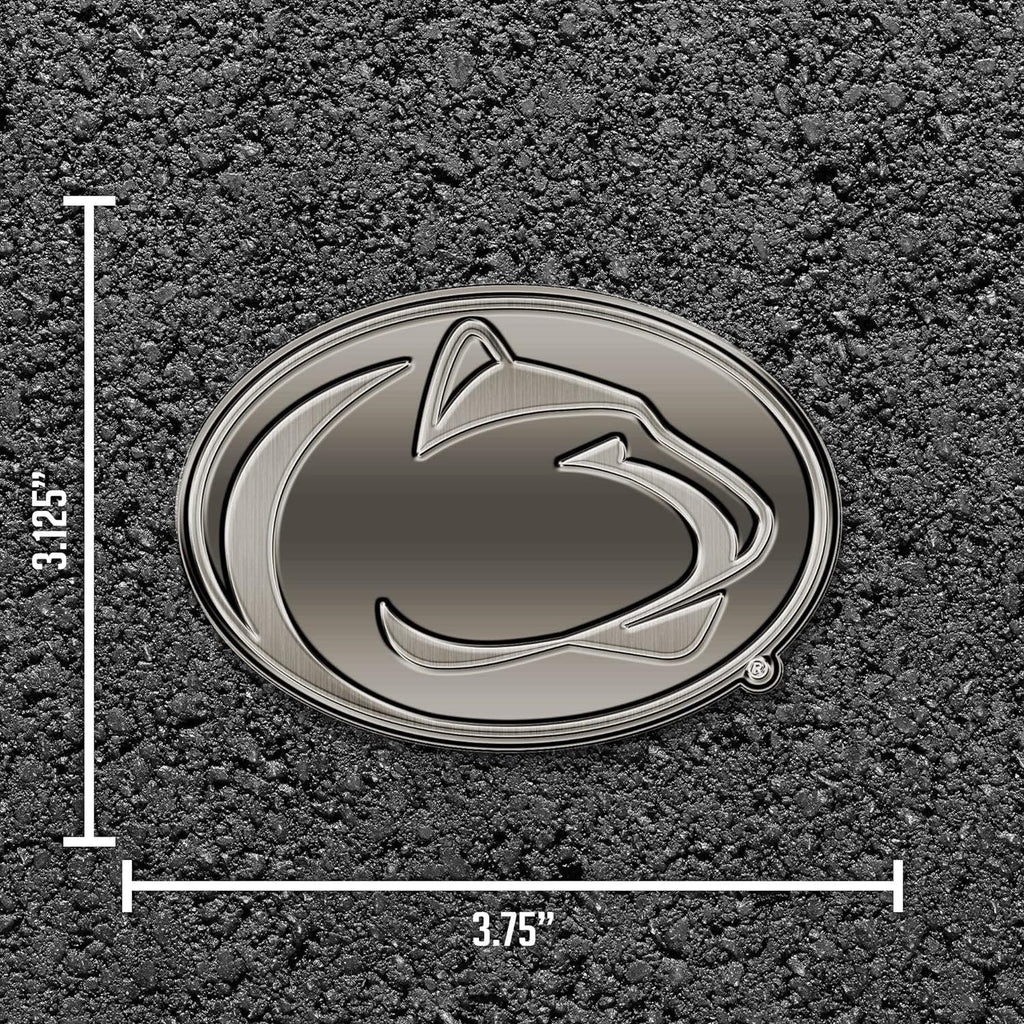 Penn State University Nittany Lions Auto Emblem Solid Metal, Raised, Die Cut, Antique Nickel Design, Full Adhesive Backing, Officially Licensed