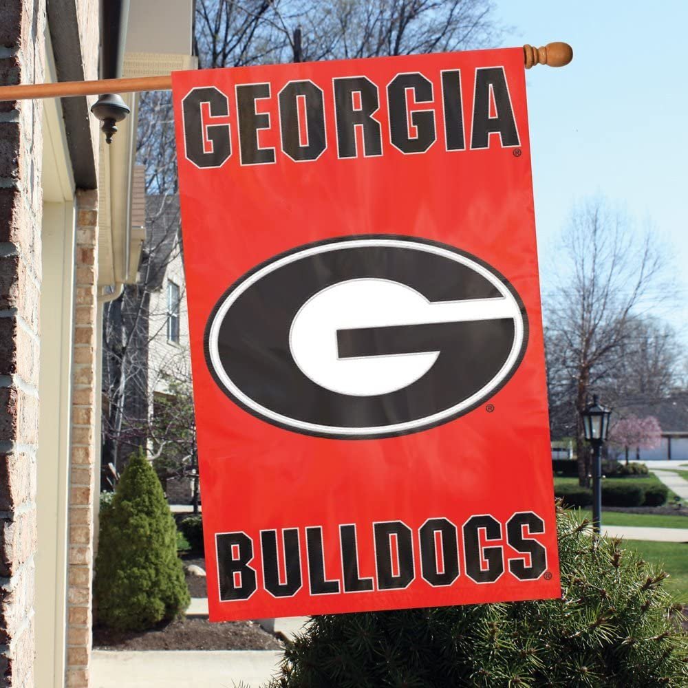 University of Georgia Bulldogs Premium Double Sided Banner Flag Applique Embroidered 28x44 Inches