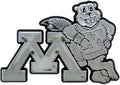 University of Minnesota Golden Gophers Auto Emblem, Plastic Molded, Silver Chrome Color, Raised 3D Effect, Adhesive Backing