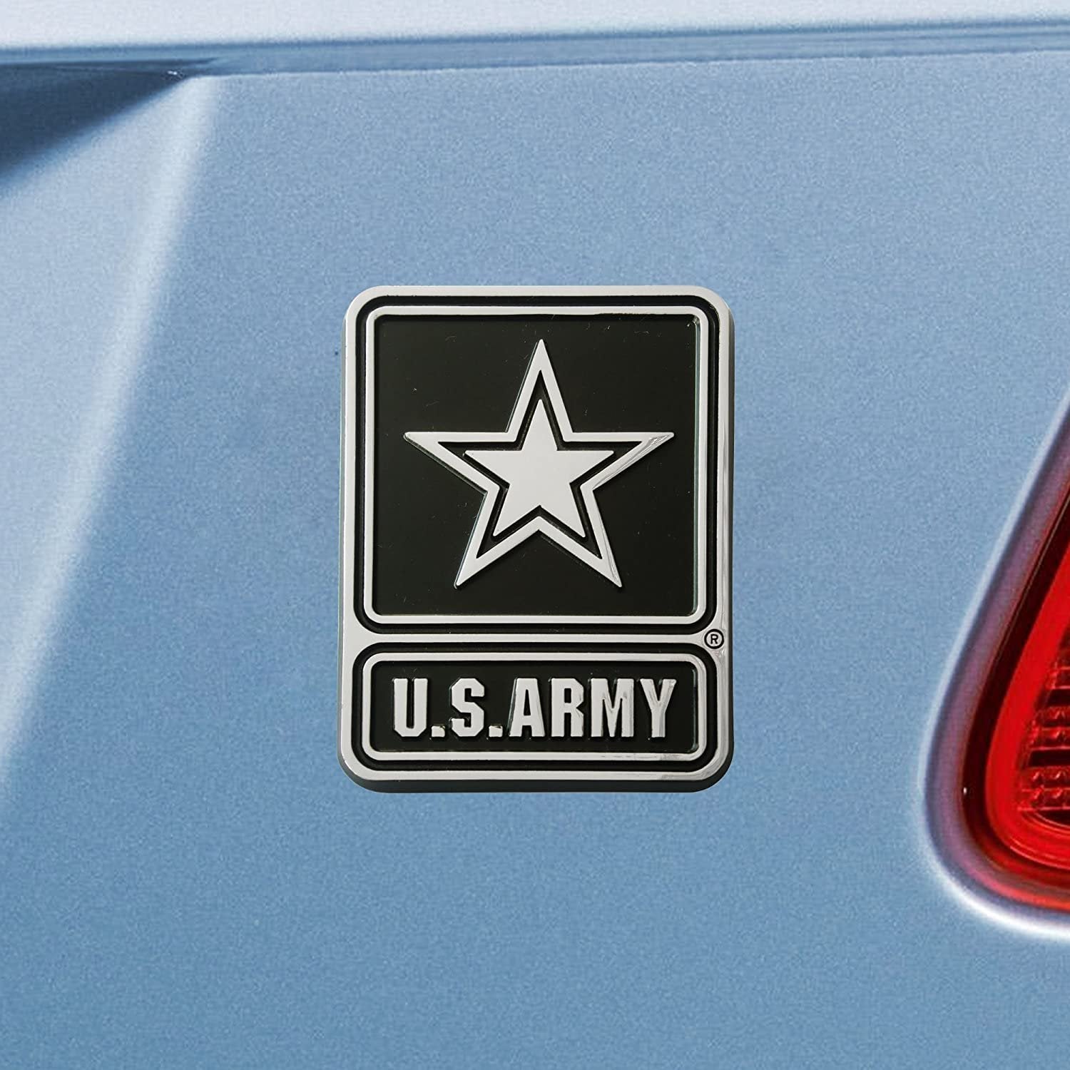 US Army Military Auto Emblem, Heavy Duty Solid Metal, Raised Decal Sticker, Tape Adhesive Backing, 3 Inch