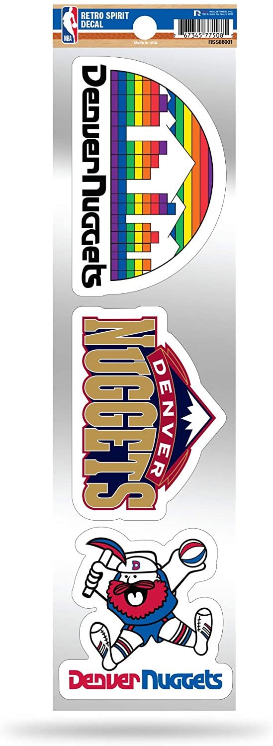 Denver Nuggets Triple Retro Throwback Spirit Decals Flat Vinyl Auto Home Sticker Sheet Basketball