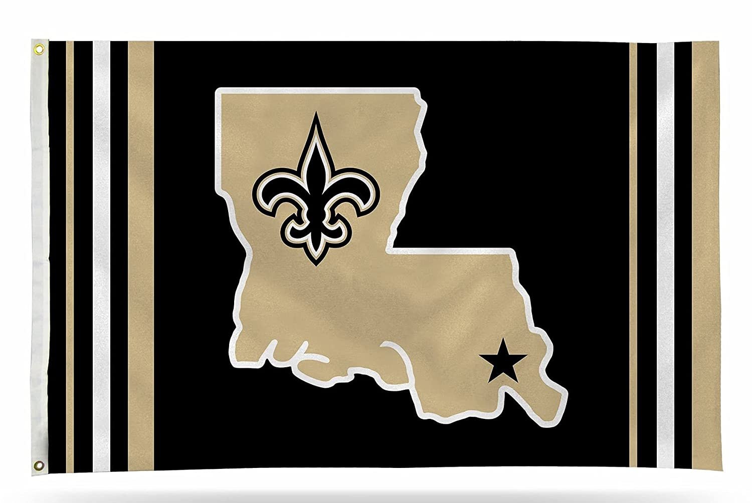 New Orleans Saints Premium 3x5 Feet Flag Banner, State Design, Metal Grommets, Outdoor Use, Single Sidedll