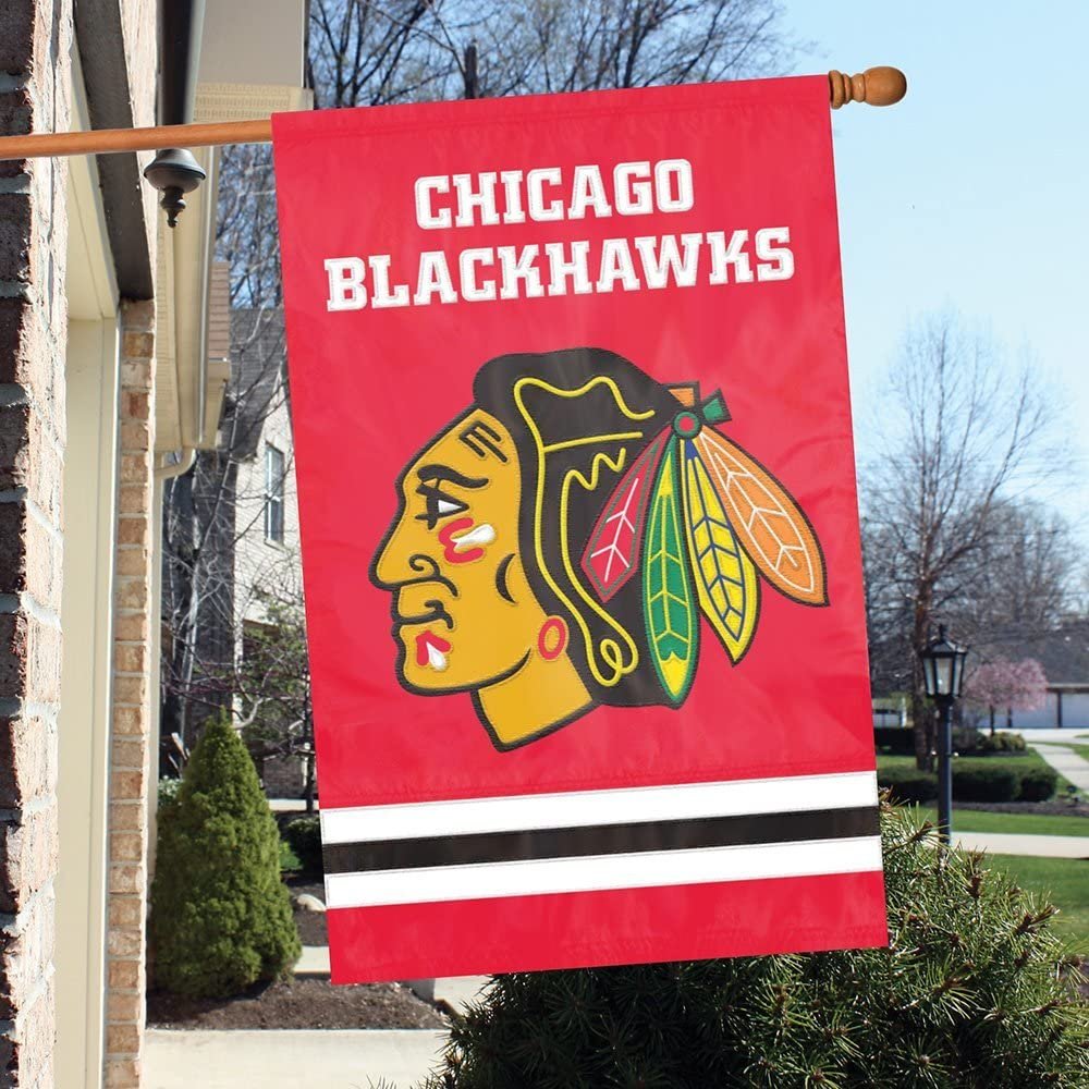 Chicago Blackhawks Banner Flag Embroidered Premium 2-sided 28x44 Outdoor Football