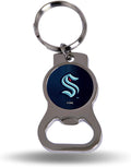 Seattle Kraken Premium Solid Metal Bottle Opener Keychain, Silver Key Ring, Team Logo
