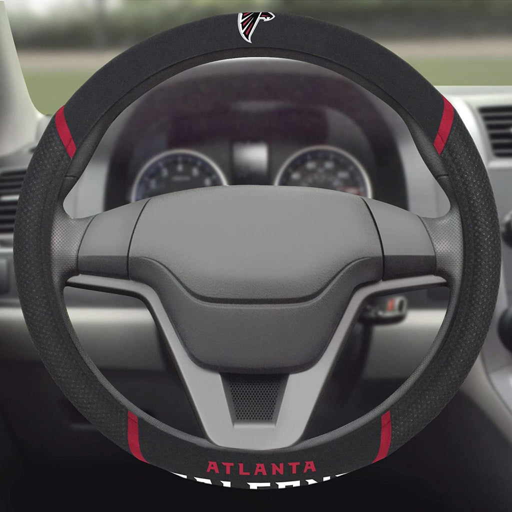 Atlanta Falcons Premium 15 Inch Black Emroidered Steering Wheel Cover