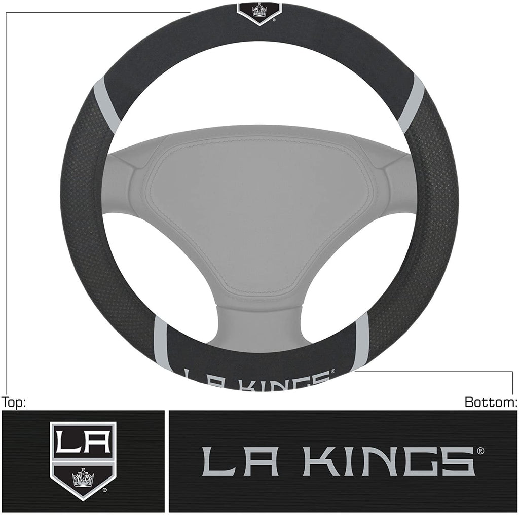 Los Angeles Kings Steering Wheel Cover Premium Embroidered Black 15 Inch
