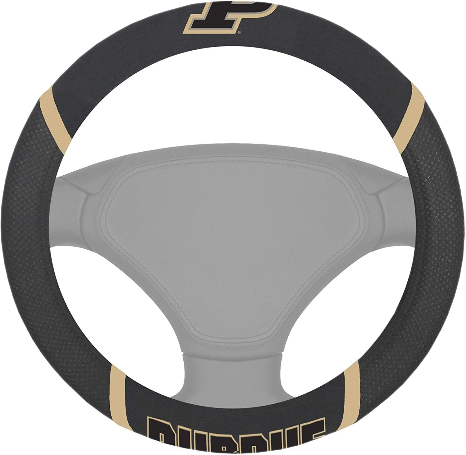 Purdue Boilermakers Steering Wheel Cover Premium Embroidered Black 15 Inch University