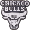Chicago Bulls Silver Chrome Color Auto Emblem, Raised Molded Plastic, 3.5 Inch, Adhesive Tape Backing