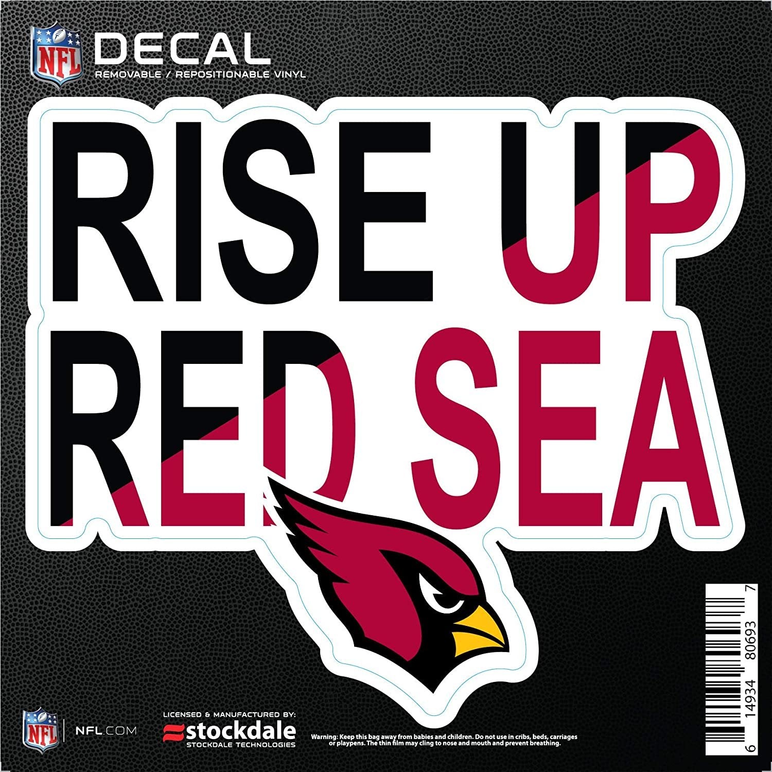 Arizona Cardinals 6 Inch Decal Sticker, Flat Vinyl, Die Cut, Slogan Design, Full Adhesive Backing