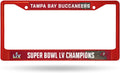 Tampa Bay Buccaneers Super Bowl LV Champions Red Metal License License Plate Frame Tag Cover, 12x6 Inch