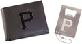 Pittsburgh Pirates Black Vegan Leather Bifold Wallet and Bottle Opener Keychain Gift Set