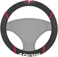 FANMATS - 15042 NFL San Francisco 49ers Embroidered Steering Wheel Cover, Black, Universal 15" Diameter
