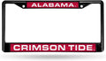 University of Alabama Crimson Tide Black Metal License Plate Frame Tag Cover, Laser Acrylic Mirrored Inserts, 12x6 Inch