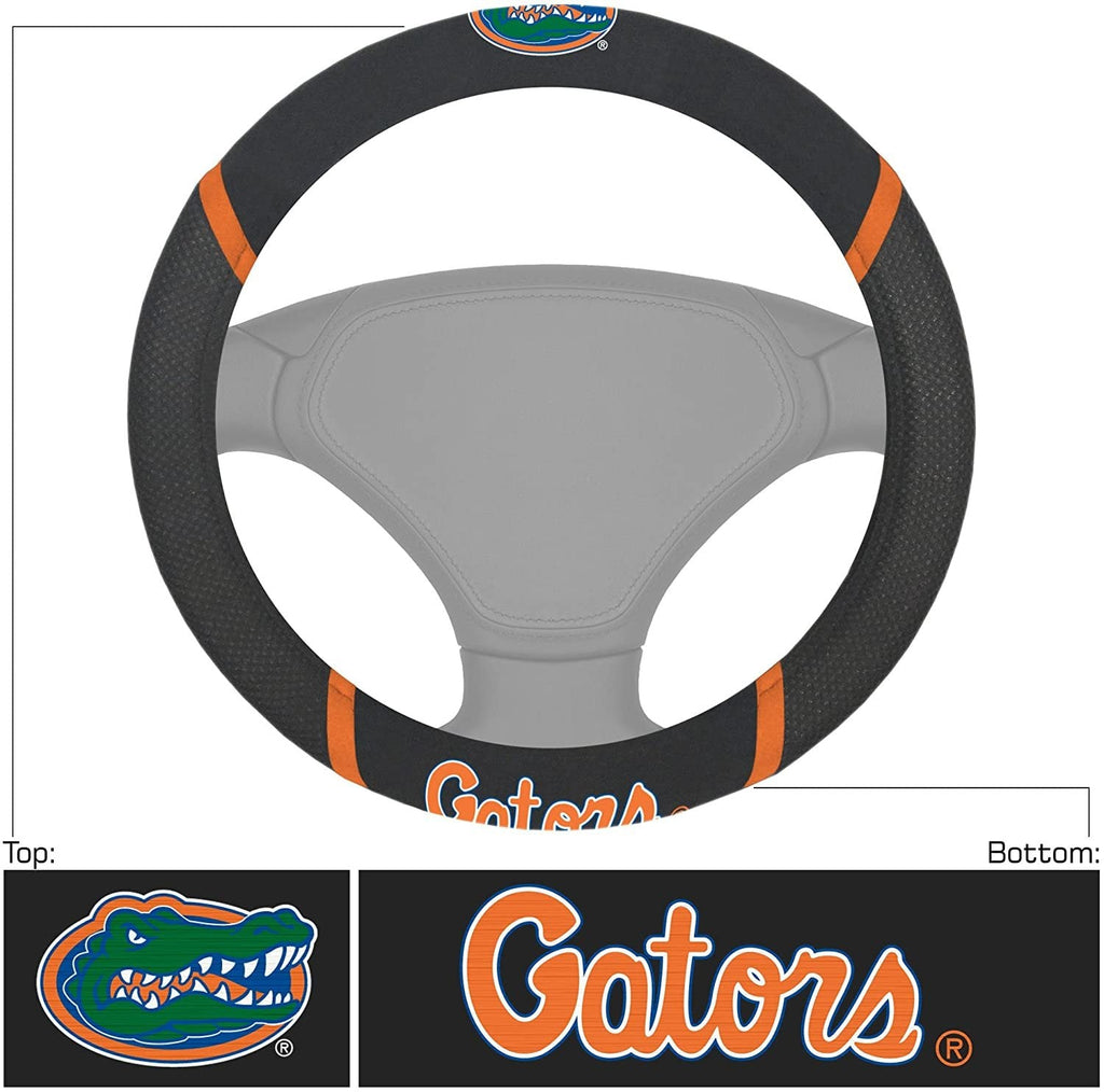 Florida Gators Steering Wheel Cover Premium Embroidered Black 15 Inch University of
