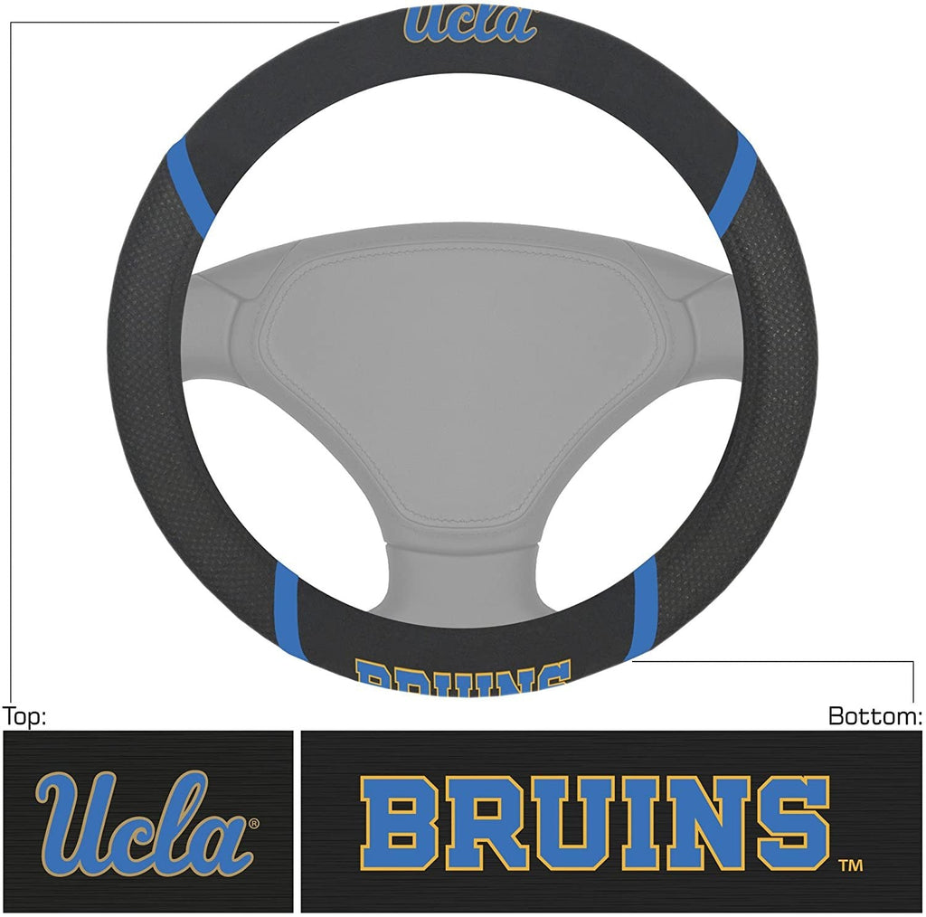 UCLA Bruins Premium 15 Inch Black Emroidered Steering Wheel Cover