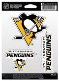 Pittsburgh Penguins Multi Sticker Triple Decal Sheet, 5x7 Inch, Flat Vinyl, Auto Home