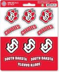 University of South Dakota Coyotes 12-Piece Mini Decal Sticker Set, 5x6 Inch Sheet, Gift for football fans for any hard surfaces around home, automotive, personal items