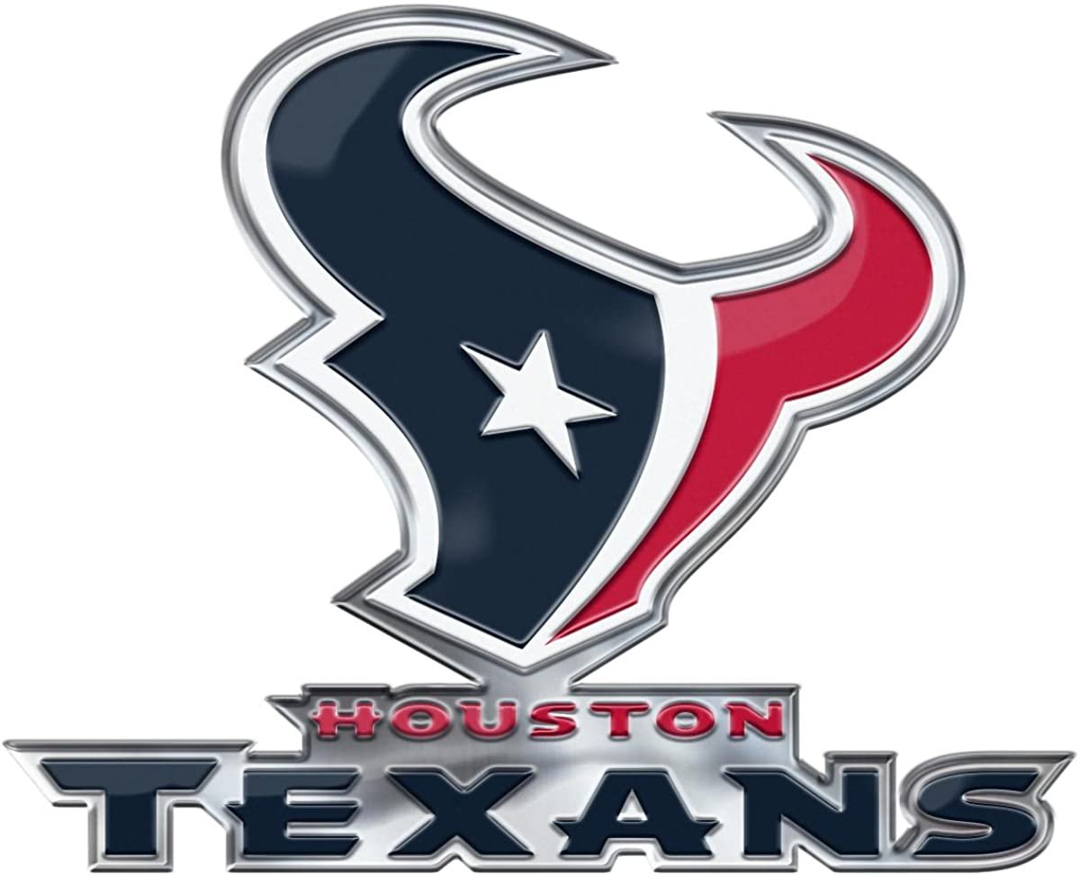 Houston Texans Embossed Color Auto Emblem, Raised Aluminum Metal, Full Adhesive Backing