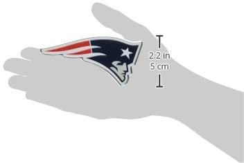 New England Patriots Auto Emblem, Aluminum Metal, Embossed Team Color, Raised Decal Sticker, Full Adhesive Backing