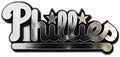 Philadelphia Phillies Auto Emblem, Silver Chrome Color, Raised Molded Shape Cut Plastic, Adhesive Tape Backing