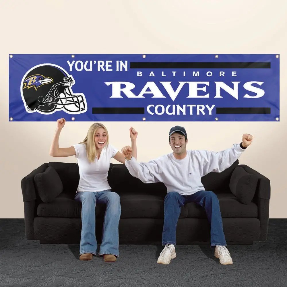 Baltimore Ravens Huge 8x2 Feet Banner Flag Metal Grommets