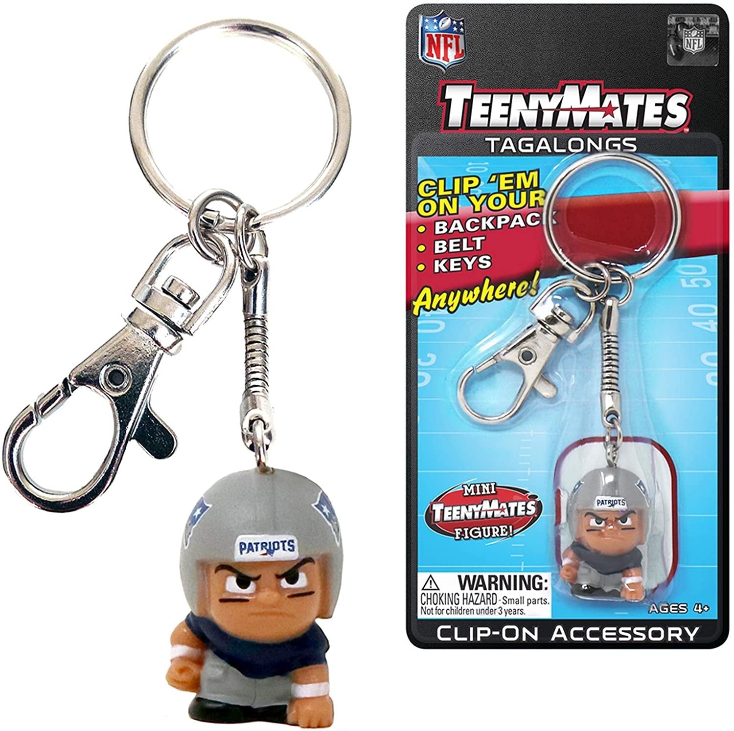 Party Animal Patriots Teeny Mates Keychain Tag Along Figure Key Chain Baseball