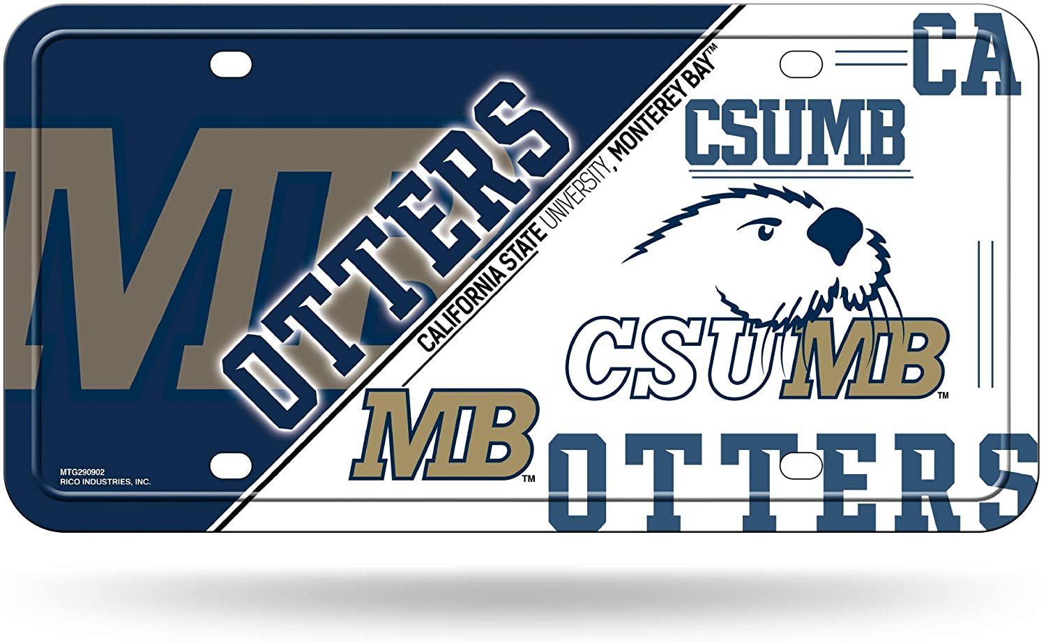 California State University Monterey Bay Otters Metal Auto Tag License Plate, Split Design, 6x12 Inch
