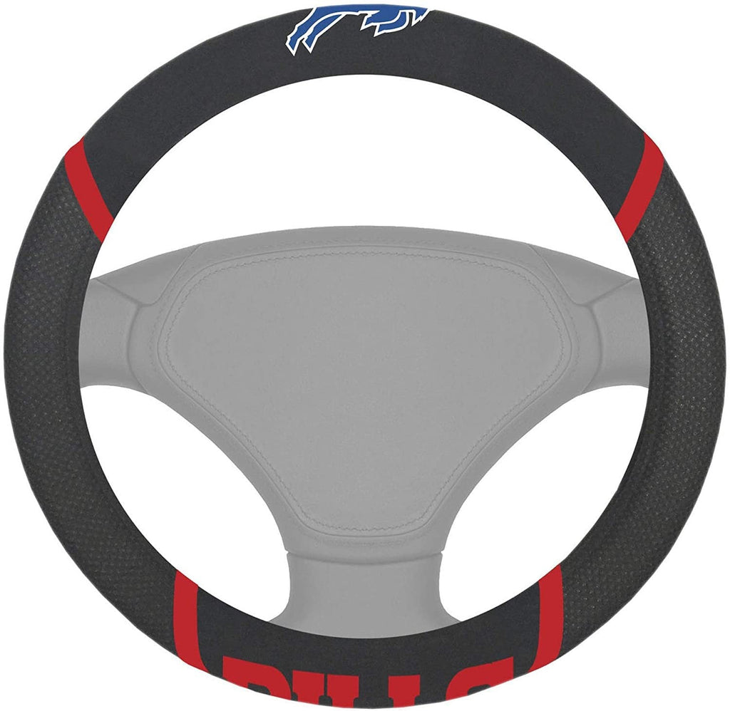 Buffalo Bills Premium 15 Inch Black Emroidered Steering Wheel Cover