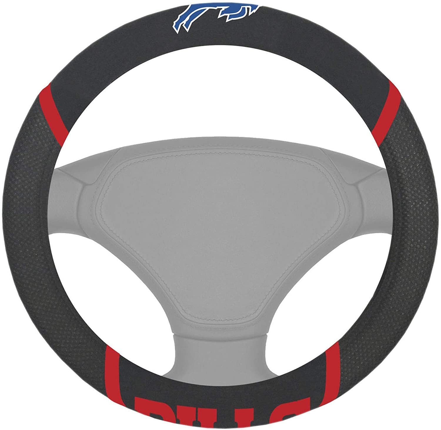 Buffalo Bills Premium 15 Inch Black Emroidered Steering Wheel Cover