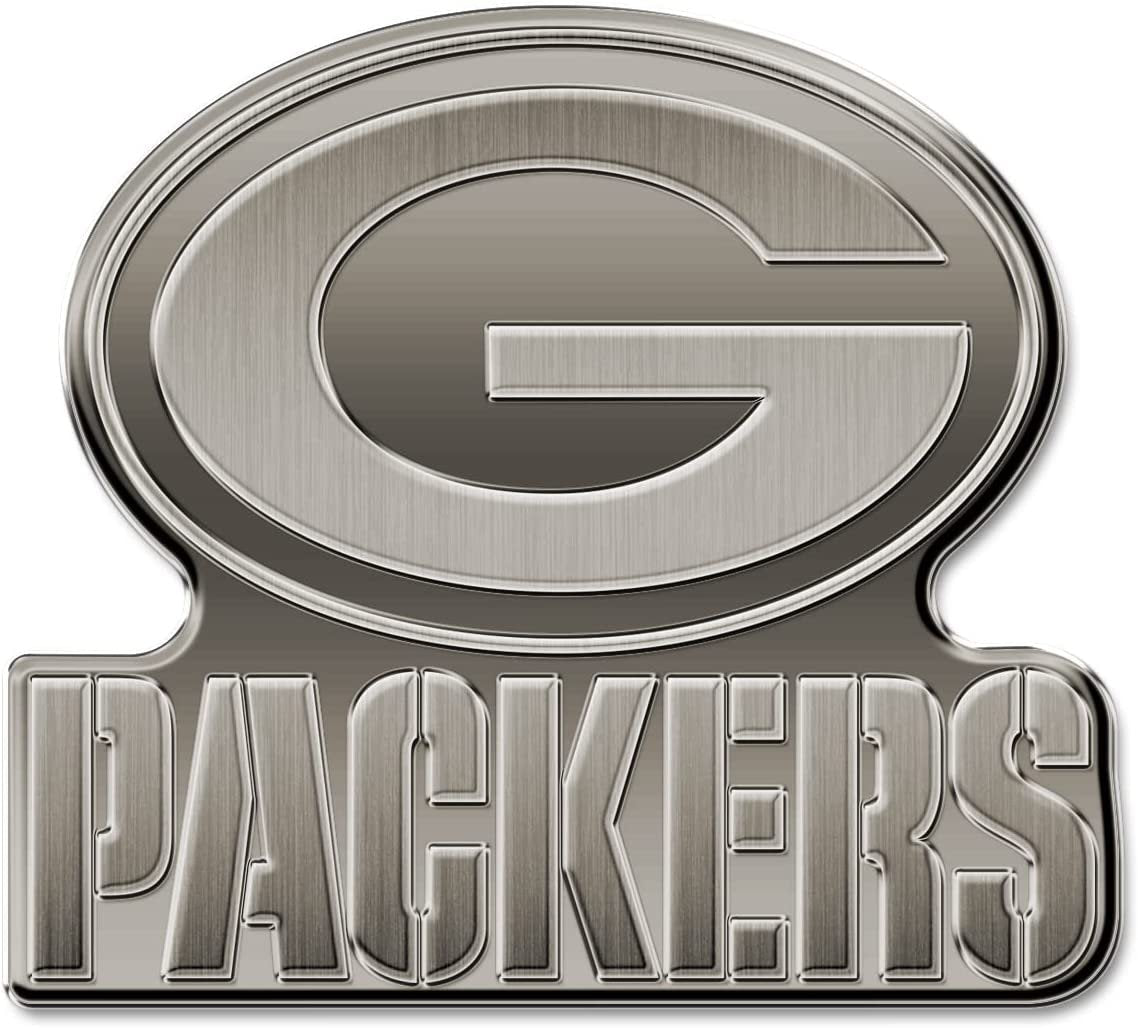 Green Bay Packers Solid Metal Auto Emblem Antique Nickel Design