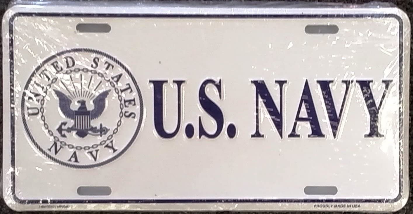 Navy WHITE Seal 9040 Metal License Plate Tag United States Military US