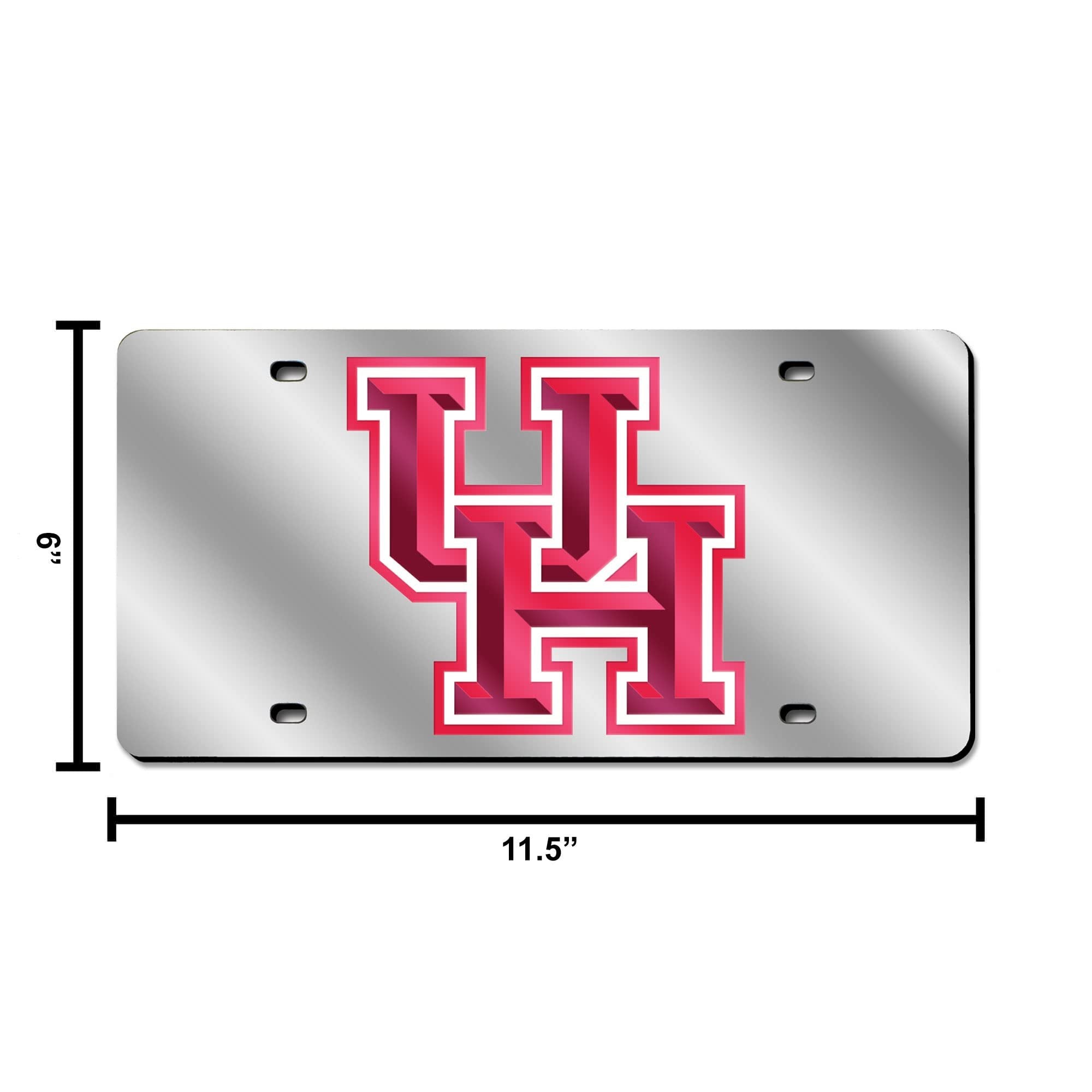 University of Houston Cougars Premium Laser Cut Tag License Plate, Mirrored Acrylic Inlaid, 12x6 Inch