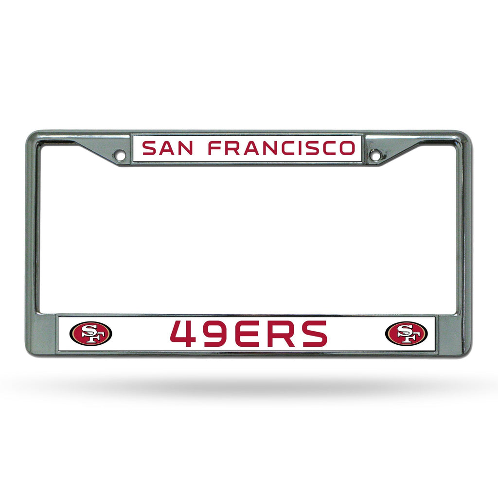 Rico Industries NFL Football San Francisco 49ers Premium License Plate Chrome Frame 12" x 6"