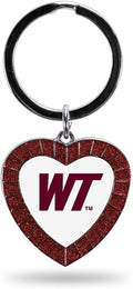 NCAA West Texas A&M Buffaloes NCAA Rhinestone Heart Colored Keychain, Maroon, 3-inches in length