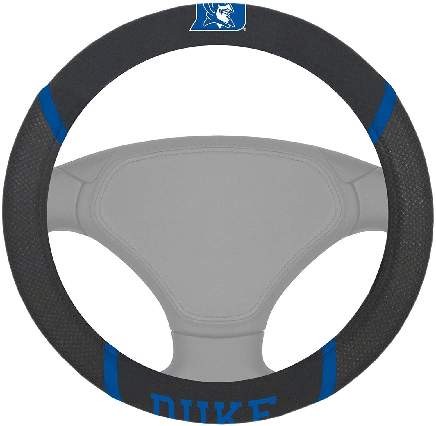 Duke Blue Devils Steering Wheel Cover Premium Embroidered Black 15 Inch University