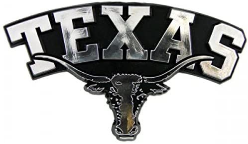 University of Texas Longhorns Auto Emblem, Plastic Molded, Silver Chrome Color, Raised 3D Effect, Adhesive Backing