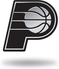 Indiana Pacers Auto Emblem, Silver Chrome Color, Raised Molded Plastic, Adhesive Tape Backing