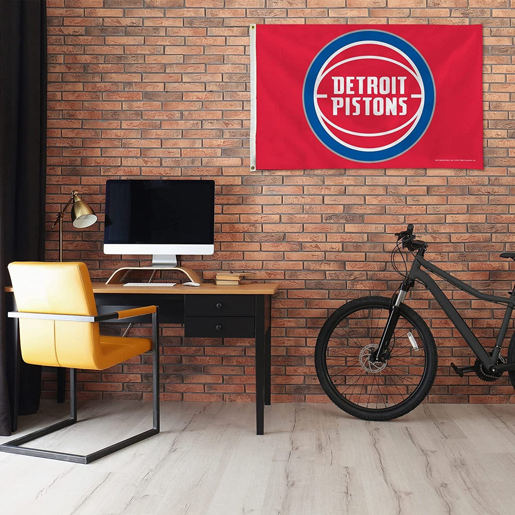 Detroit Pistons 3' x 5' Banner Flag Single Sided Indoor or Outdoor Metal Grommets