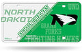 University of North Dakota Fighting Hawks Metal Auto Tag License Plate, Split Design, 6x12 Inch