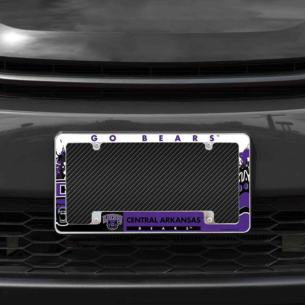 University of Central Arkansas Bears Metal License Plate Frame Tag All Over Design 12x6 Inch