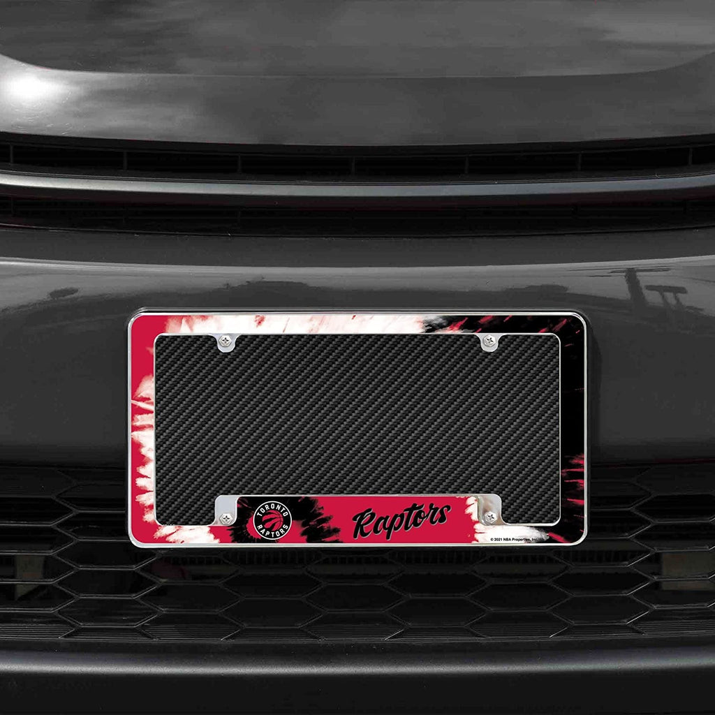 Toronto Raptors Metal License Plate Frame Chrome Tag Cover Tie Dye Design 6x12 Inch