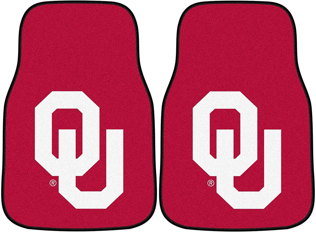 University of Oklahoma Sooners Front Floor Mats, Carpet Car Set, 18x27 Inch, Nylon, Set of 2