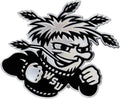 Wichita State University Shockers Premium Solid Metal Raised Auto Emblem, Shape Cut, Adhesive Backing