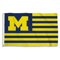 University of Michigan Wolverines Premium 3x5 Feet Flag Banner, Stripes Design, Metal Grommets, Outdoor Use, Single Sided