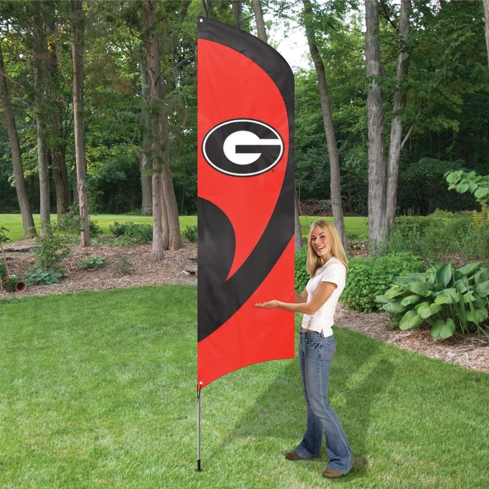 University of Georgia Bulldogs Tall Team Flag Tailgating Flag Kit 8.5 x 2.5 feet with Metal Pole
