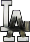 Los Angeles Dodgers Auto Emblem, Silver Chrome Color, Raised Molded Shape Cut Plastic, Adhesive Tape Backing