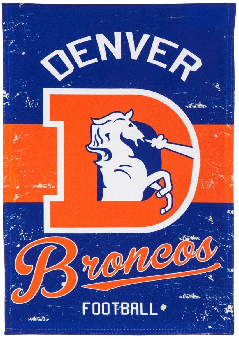 Denver Broncos Premium Garden Flag Banner, Double Sided, Retro Vintage Style, Linen, 13x18 Inch